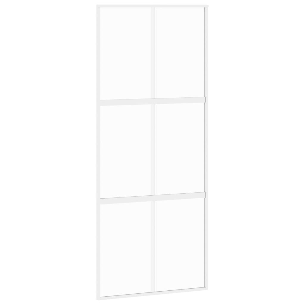Bīdāmās durvis, baltas, 90x205cm, rūdīts stikls/alumīnijs цена и информация | Iekšdurvis | 220.lv