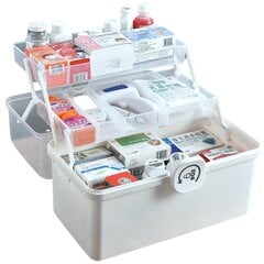 Органайзер-контейнер для лекарств, аптечка-коробка 34 х 21 х 19 см белый цена и информация | Аптечки и товары для безопасности | 220.lv