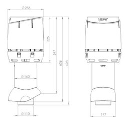 Izolēts ventilācijas izvads ar jumtiņu Vilpe Flow 110P/IS/350, pelēks, D110/H500 mm цена и информация | Аксессуары для вентиляционного оборудования | 220.lv