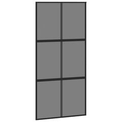 Bīdāmās durvis, melnas, 102,5x205cm, stikls un alumīnijs цена и информация | Внутренние двери | 220.lv