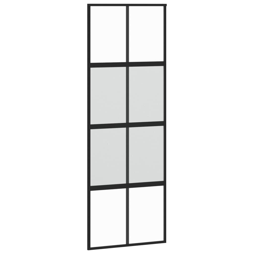 Bīdāmās durvis, melnas, 76x205cm, rūdīts stikls/alumīnijs цена и информация | Iekšdurvis | 220.lv