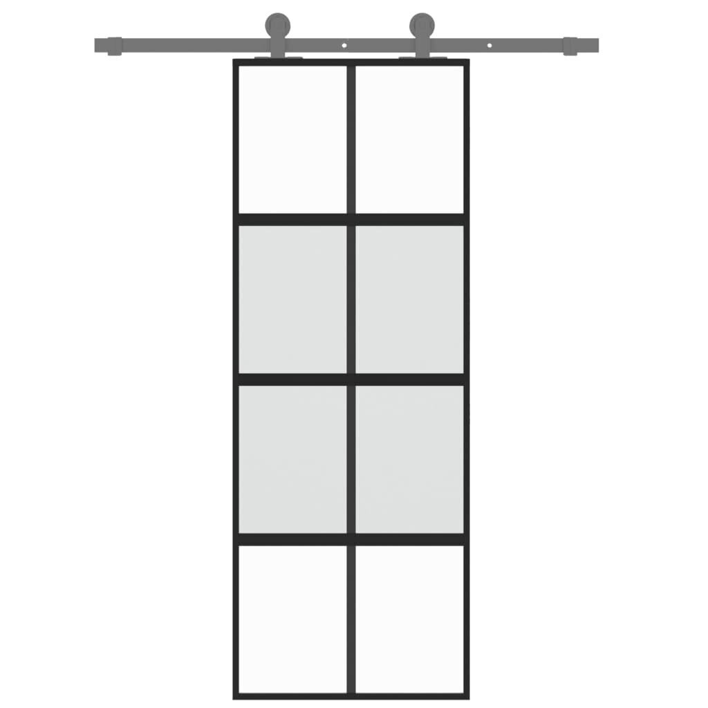Bīdāmās durvis, melnas, 76x205cm, rūdīts stikls/alumīnijs цена и информация | Iekšdurvis | 220.lv