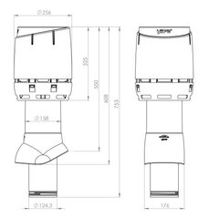 Izolēts ventilācijas izvads ar jumtiņu Vilpe Flow 125P/IS/500, pelēks, D125/H500 mm cena un informācija | Piederumi gaisa regulēšanas iekārtām | 220.lv