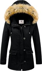 Женское зимнее пальто Uoiuxc, ветрозащитная куртка-парка, чёрная цена и информация | Женские куртки | 220.lv
