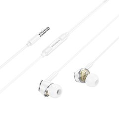 Borofone Earphones BM90 Miller with microphone white цена и информация | Наушники | 220.lv