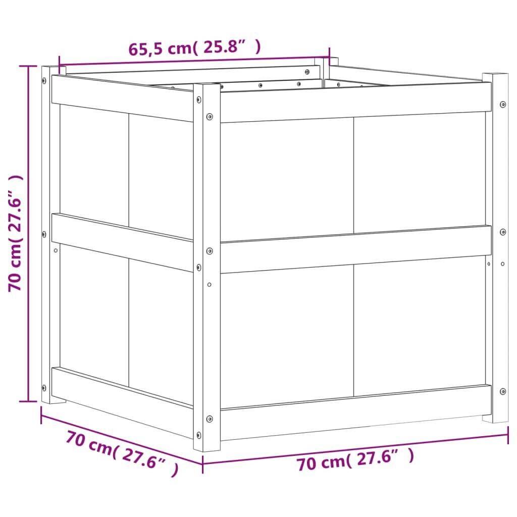 Dārza dobe, 70x70x70cm, masīvkoka Douglas egle cena un informācija | Balkona kastes | 220.lv