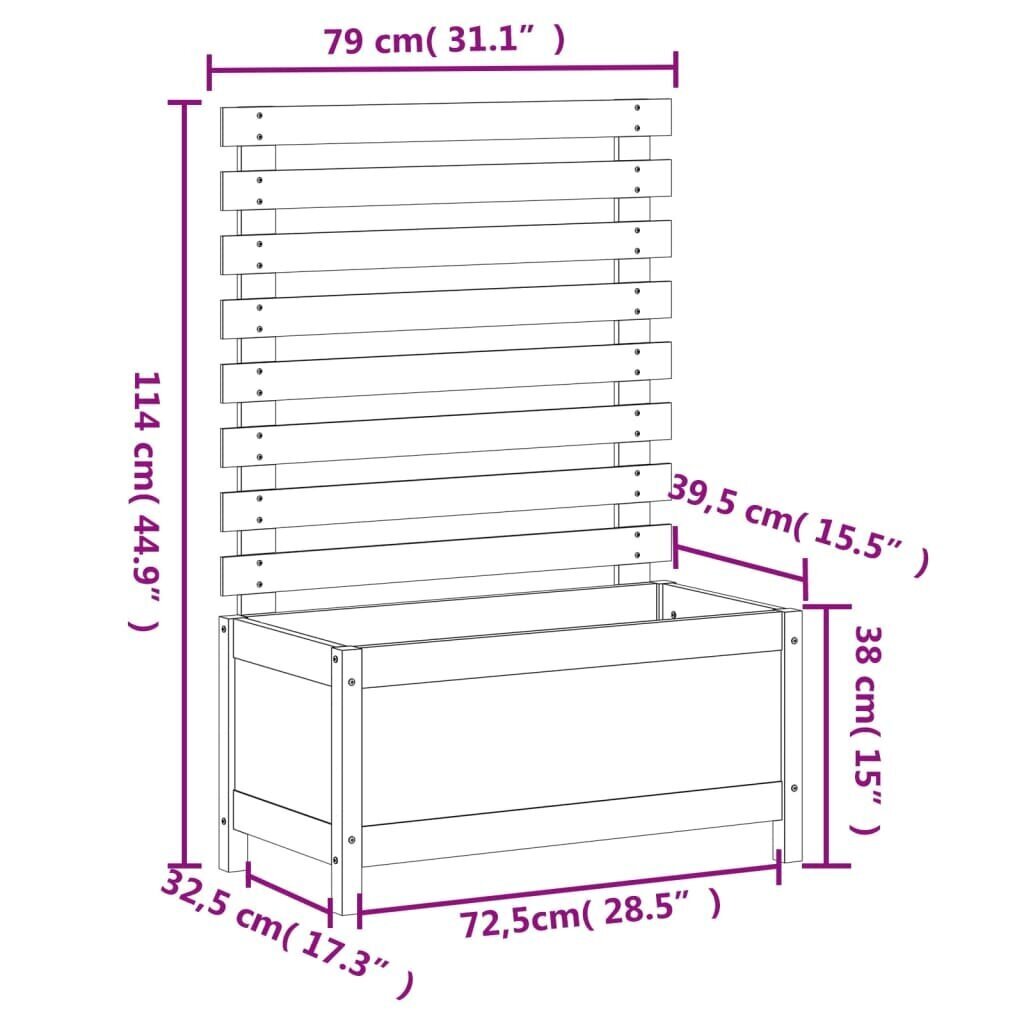 Balkona puķu kaste ar statīvu, melna, 79x39,5x114cm cena un informācija | Balkona kastes | 220.lv