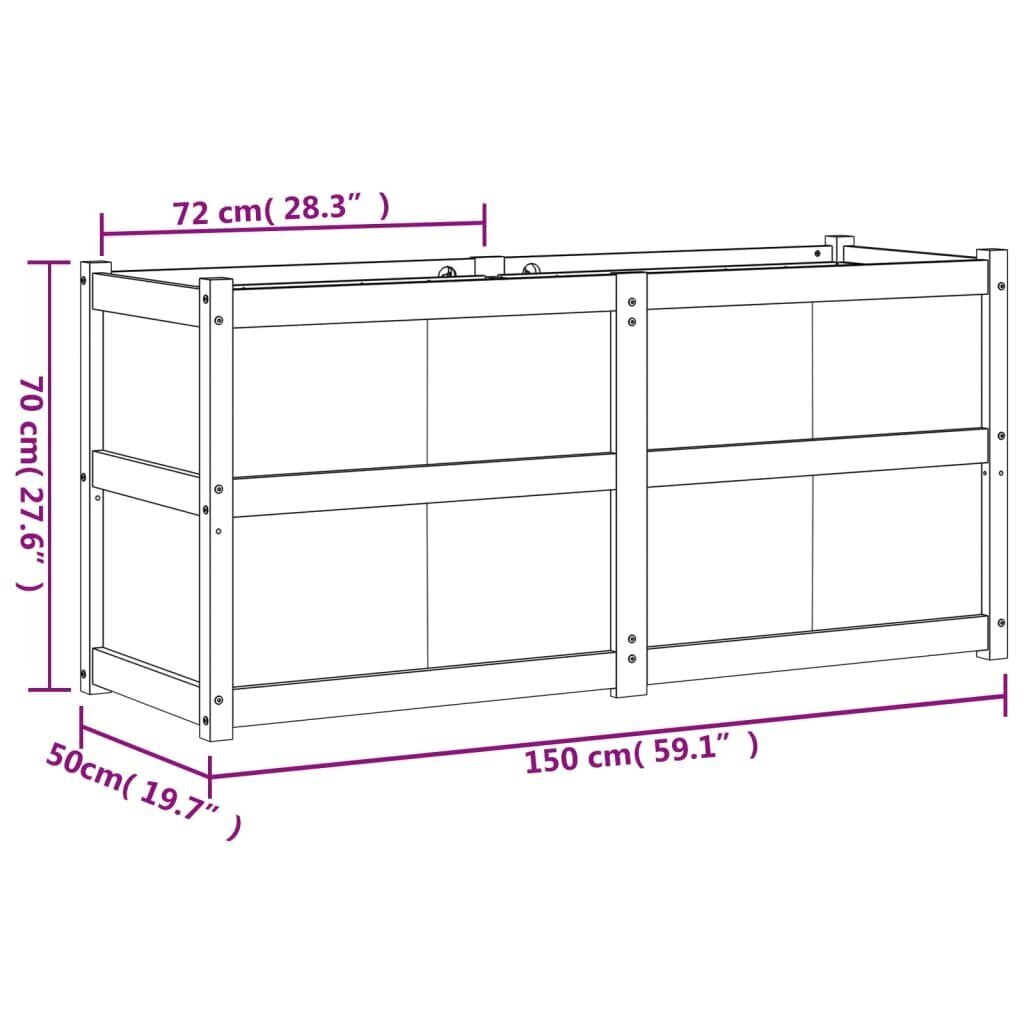 Balkona puķu kaste, 150x50x70cm цена и информация | Balkona kastes | 220.lv