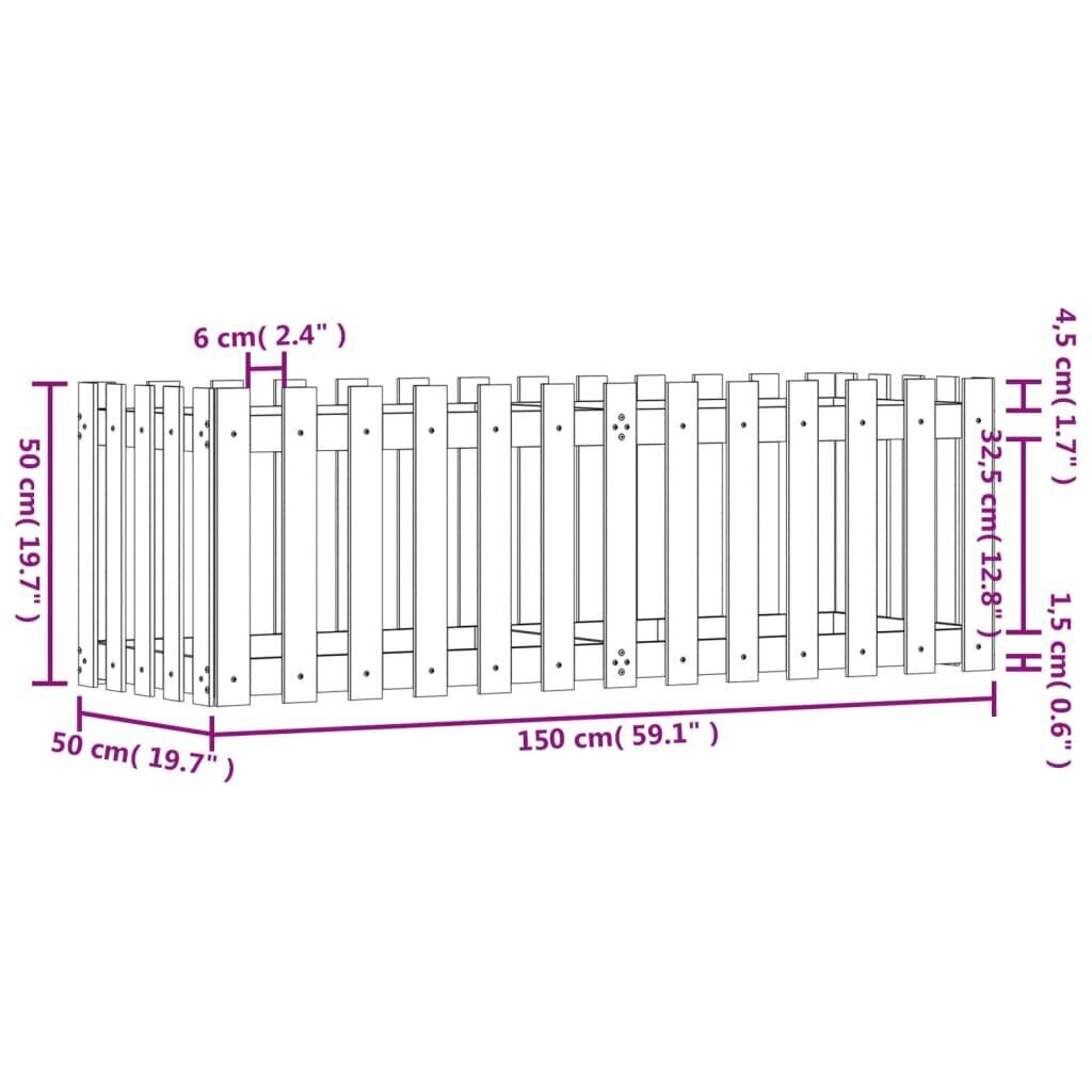 Balkona puķu kaste, 150x50x50cm cena un informācija | Balkona kastes | 220.lv