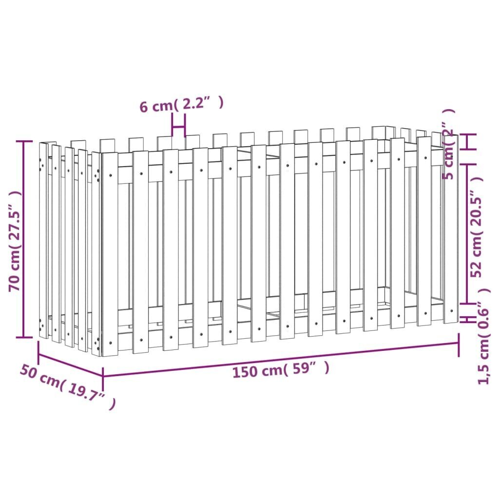 Balkona puķu kaste, 150x50x70cm cena un informācija | Balkona kastes | 220.lv