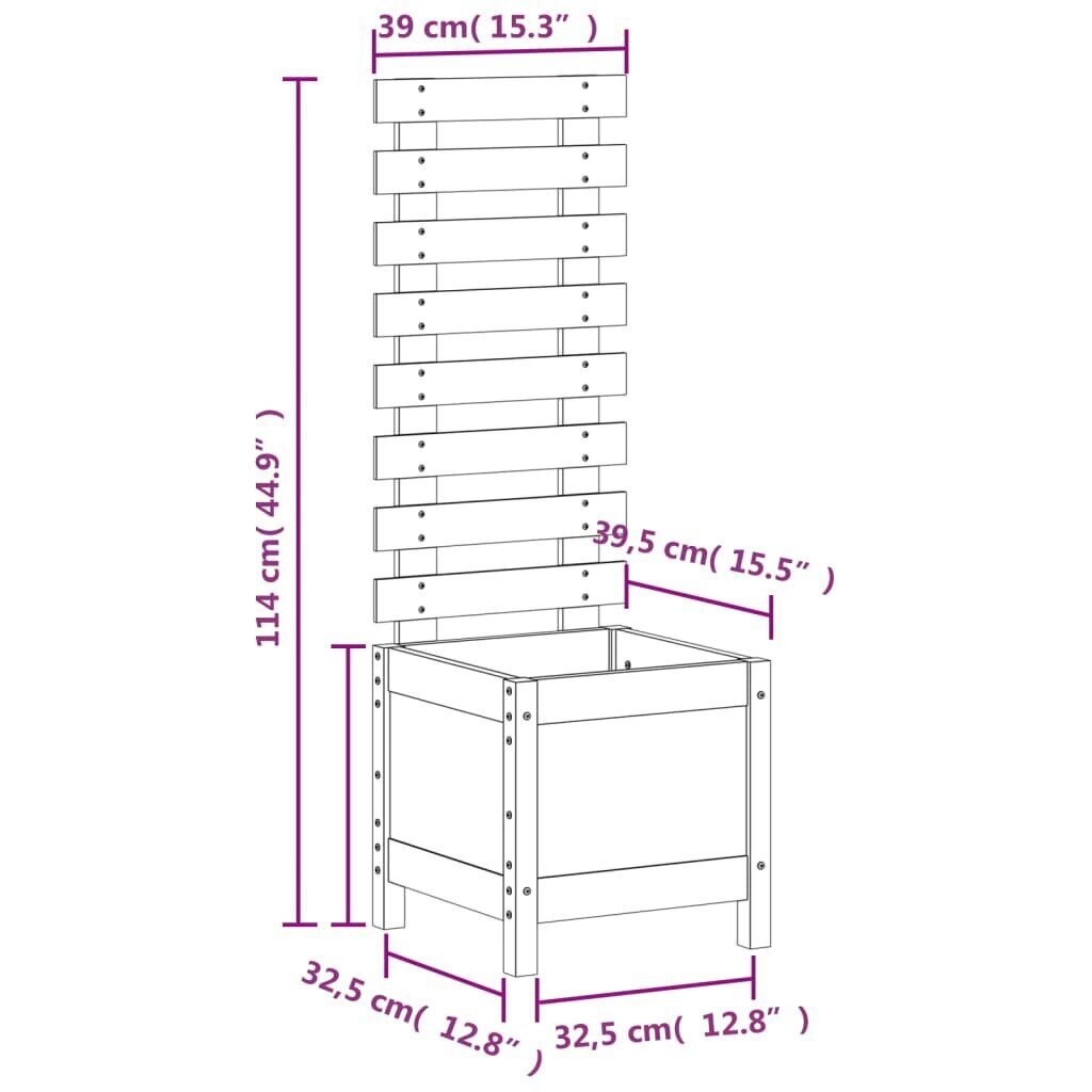Balkona puķu kaste ar statīvu, melna, 39x39,5x114cm cena un informācija | Balkona kastes | 220.lv