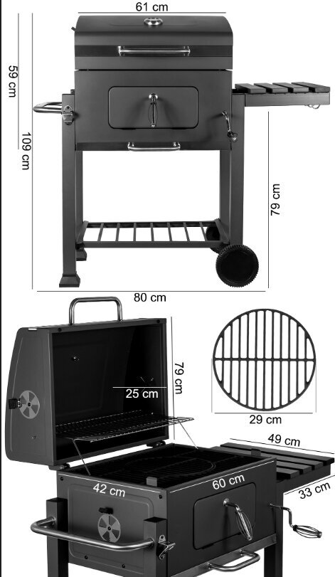 Ogļu grils MalTec 57,5 ​​x 42 cm cena un informācija | Grili | 220.lv