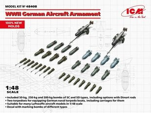 Līmējošais modelis ICM 48408 WWII German Aircraft Armament 1/48 cena un informācija | Līmējamie modeļi | 220.lv