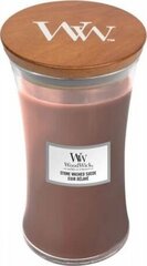 WoodWick aromātiskā svece Stone Washed Suede 609,5 g cena un informācija | Sveces un svečturi | 220.lv