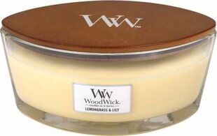 WoodWick aromātiskā svece Lemongrass &amp; Lily Elipsa 453,6 g cena un informācija | Sveces un svečturi | 220.lv
