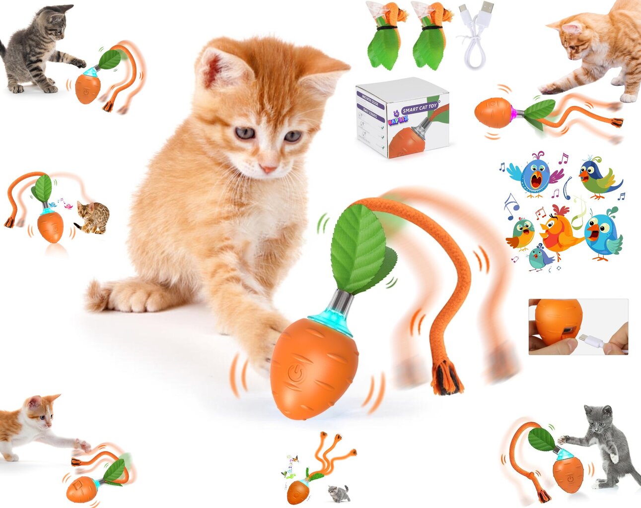 Interaktīvā rotaļlieta kaķiem Smart Cat Ball Carrot Haplix cena un informācija | Rotaļlietas kaķiem | 220.lv