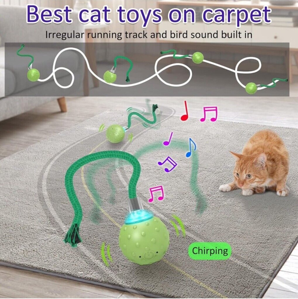 Interaktīvā rotaļlieta kaķiem Smart Cat Ball Green Haplix цена и информация | Rotaļlietas kaķiem | 220.lv