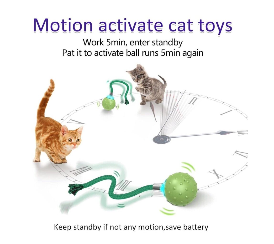 Interaktīvā rotaļlieta kaķiem Smart Cat Ball Green Haplix cena un informācija | Rotaļlietas kaķiem | 220.lv
