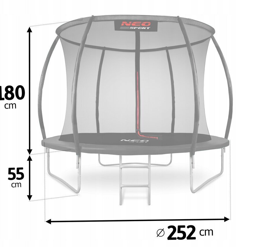 Neo-Sport batuts ar tīklu, 252 cm cena un informācija | Batuti | 220.lv