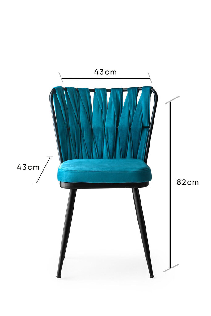 2 krēslu komplekts Kalune Design Kusali-228, zils/melns cena un informācija | Virtuves un ēdamistabas krēsli | 220.lv