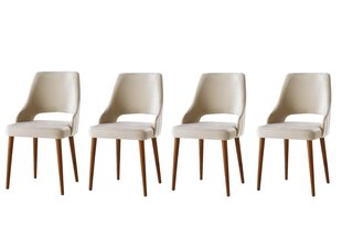 4 krēslu komplekts Kalune Design Acelya, bēšs/brūns цена и информация | Стулья для кухни и столовой | 220.lv