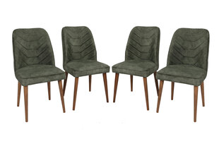 4 krēslu komplekts Kalune Design Dallas 558, zaļš/brūns cena un informācija | Virtuves un ēdamistabas krēsli | 220.lv