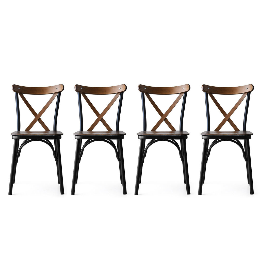 4 krēslu komplekts Kalune Design Ekol - 261, brūns/melns cena un informācija | Virtuves un ēdamistabas krēsli | 220.lv