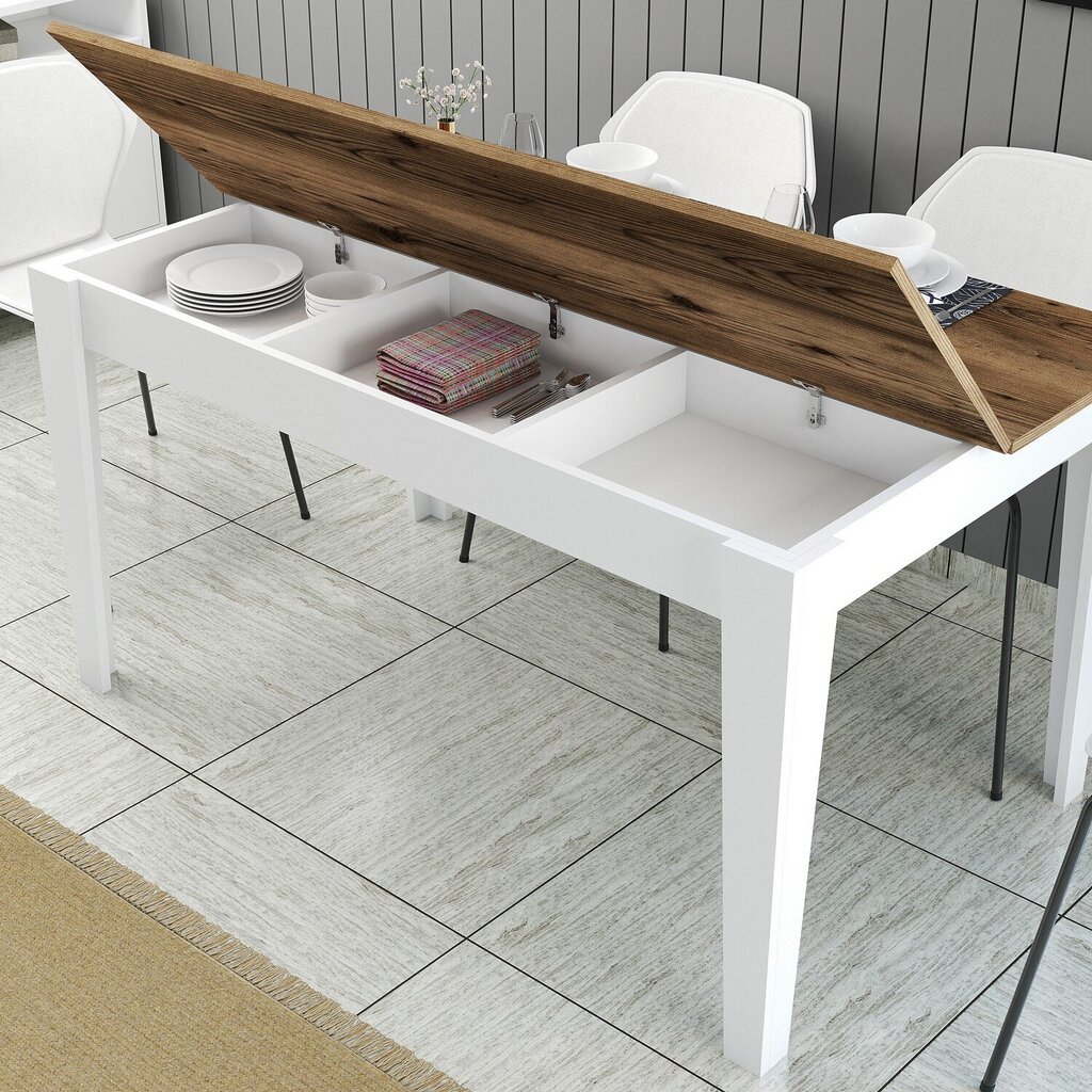 Galds Kalune Design Milan 520, brūns/balts cena un informācija | Virtuves galdi, ēdamgaldi | 220.lv