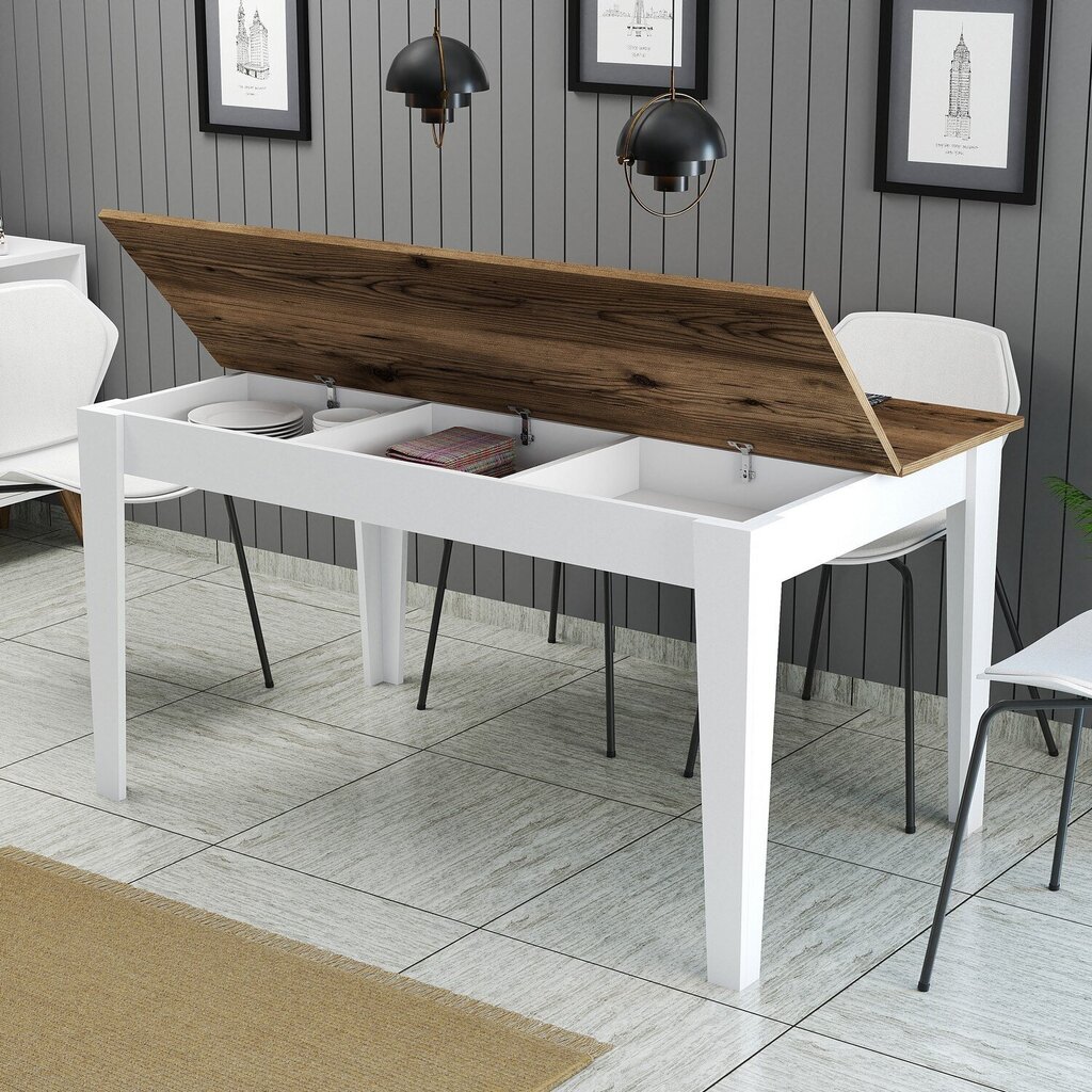 Galds Kalune Design Milan 520, brūns/balts cena un informācija | Virtuves galdi, ēdamgaldi | 220.lv