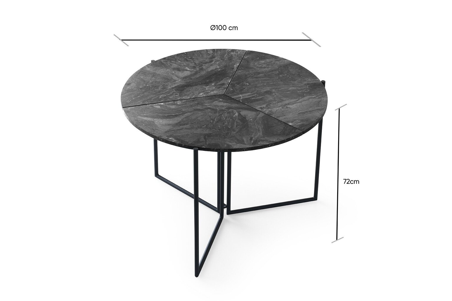 Galds Kalune Design Yaprak-1202, pelēks/melns cena un informācija | Virtuves galdi, ēdamgaldi | 220.lv