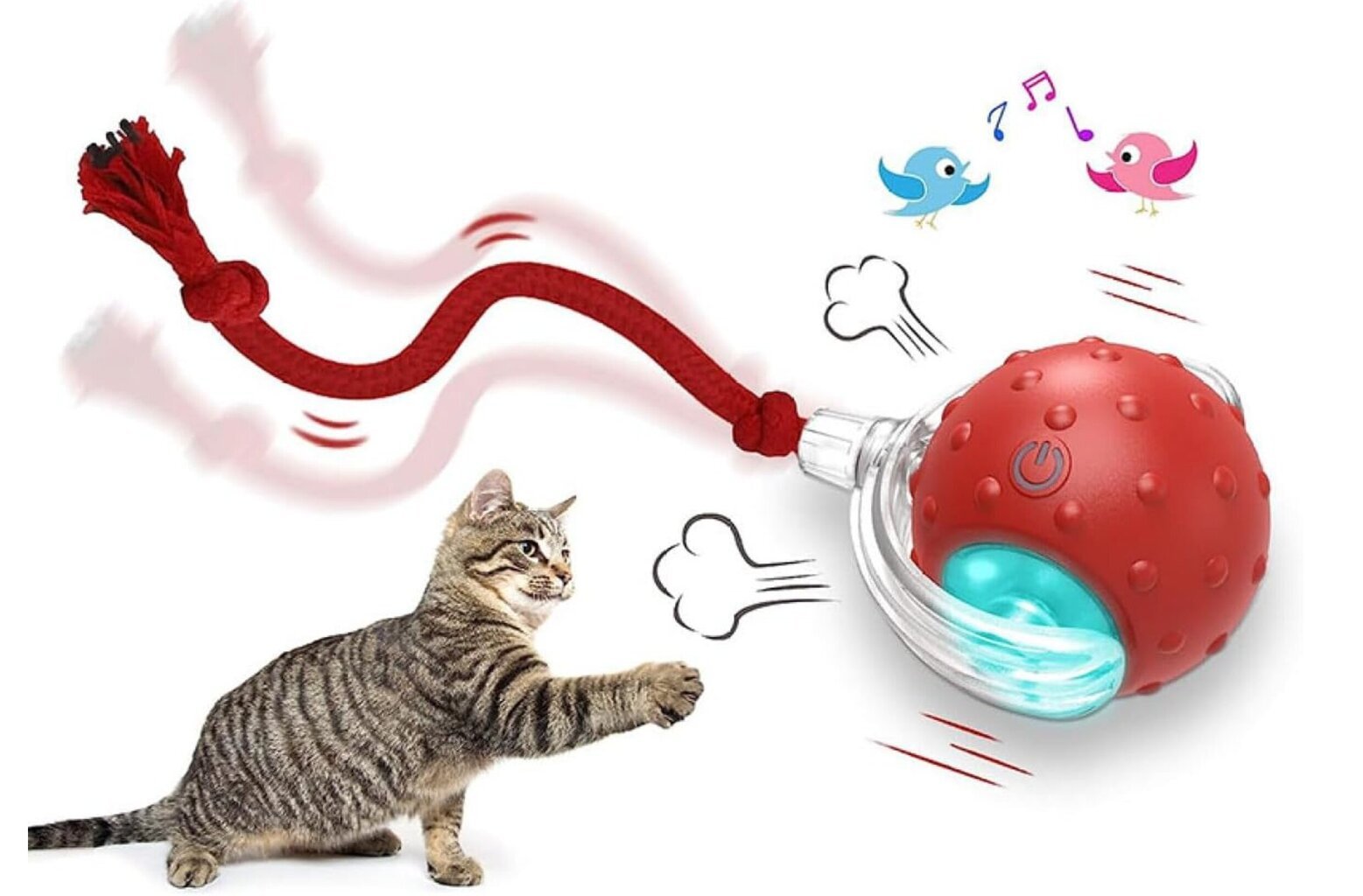 Interaktīvā rotaļlieta kaķiem Smart Cat Ball Haplix, sarkana cena un informācija | Rotaļlietas kaķiem | 220.lv