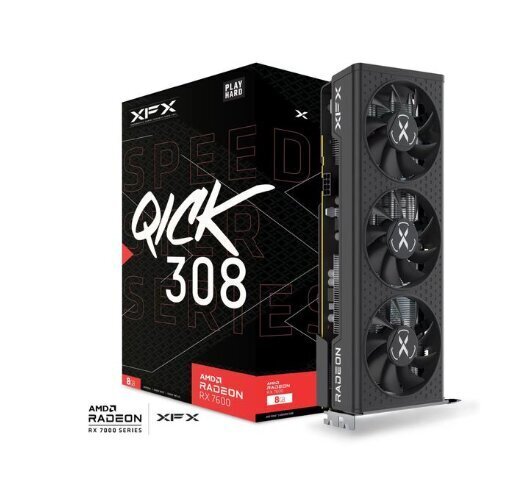 XFX Speedster Qick 308 AMD Radeon RX 7600 Black Edition (RX-76PQICKBY) цена и информация | Videokartes (GPU) | 220.lv