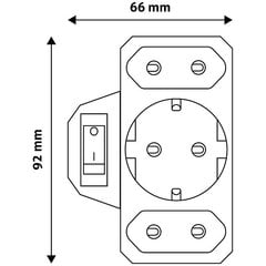 Разветвитель Entac 3 розетки с разъемом цена и информация | Электрические выключатели, розетки | 220.lv