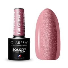 Стойкий гибридный гель лак для ногтей CLARESA FULL GLITTER 5, 5 г цена и информация | Лаки для ногтей, укрепители | 220.lv