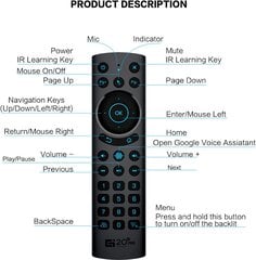 Fusion G20S PRO BT универсальный беспроводной | bluetooth-пульт с голосовым управлением, гироскопом и подсветкой для Smart TV | Android | PC цена и информация | Аксессуары для телевизоров и Smart TV | 220.lv