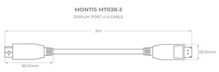Montis DisplayPort, 3 m cena un informācija | Kabeļi un vadi | 220.lv