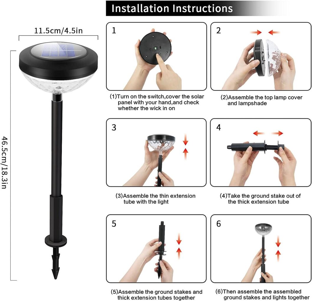 Saules dārza lampu komplekts PerfPerform, 4 gab. cena un informācija | Āra apgaismojums | 220.lv