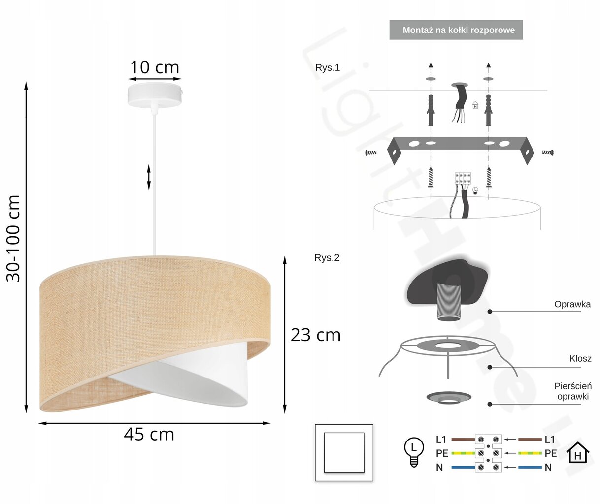 LightHome kulons Džuta цена и информация | Lustras | 220.lv