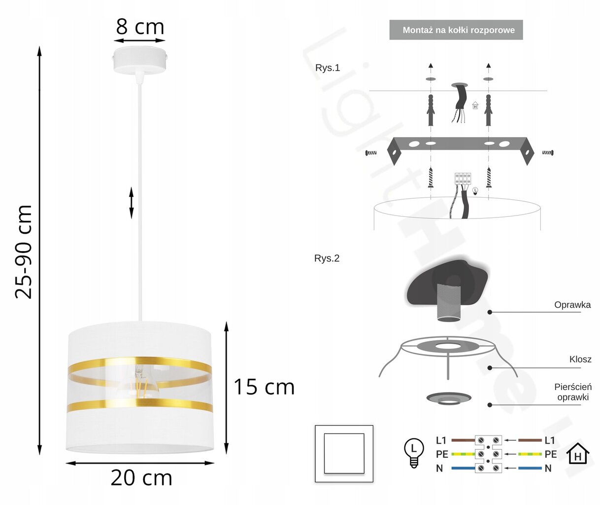 LightHome piekaramā lampa cena un informācija | Piekaramās lampas | 220.lv