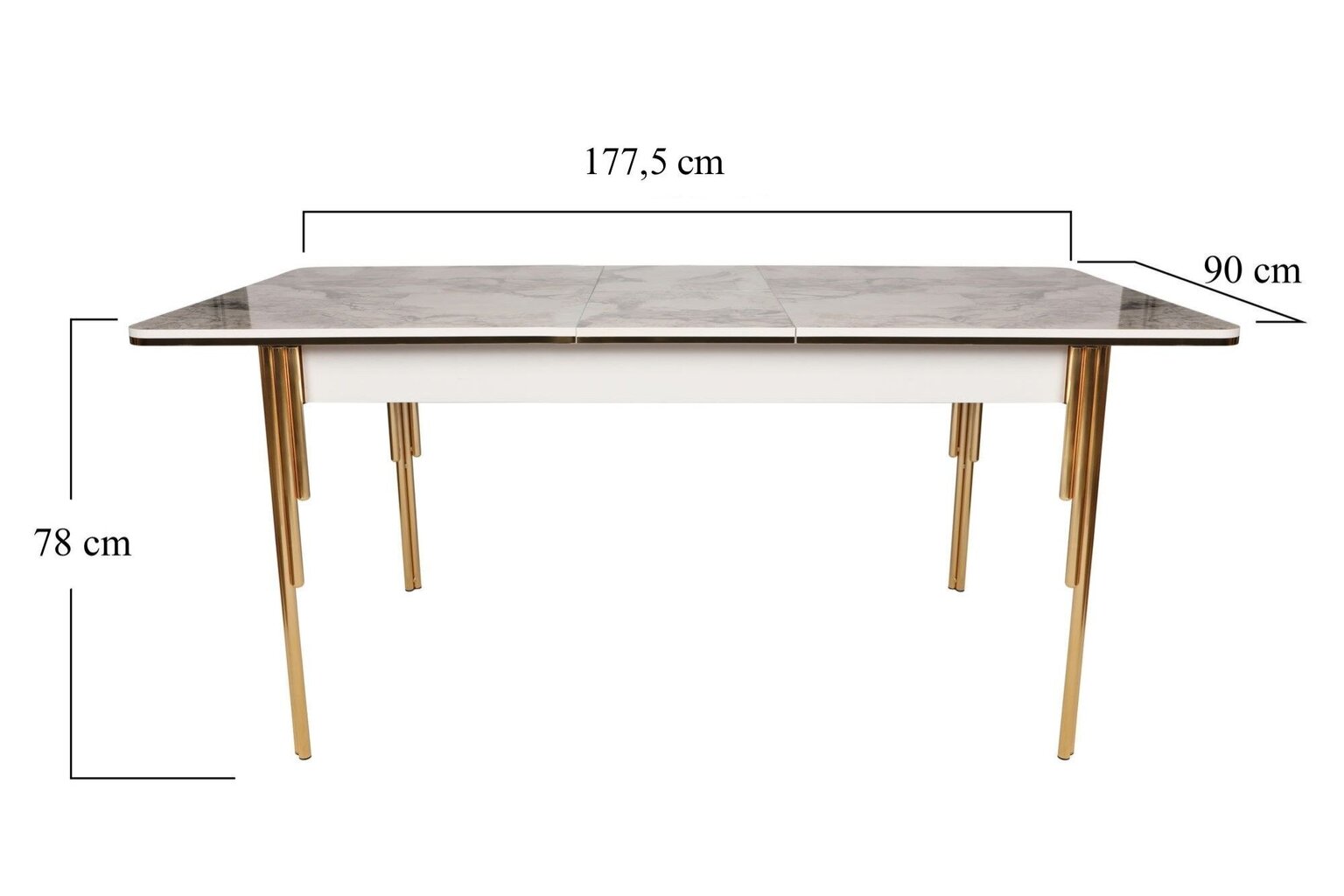 Galds Kalunė Design Damla 1102, zelts/balts cena un informācija | Virtuves galdi, ēdamgaldi | 220.lv