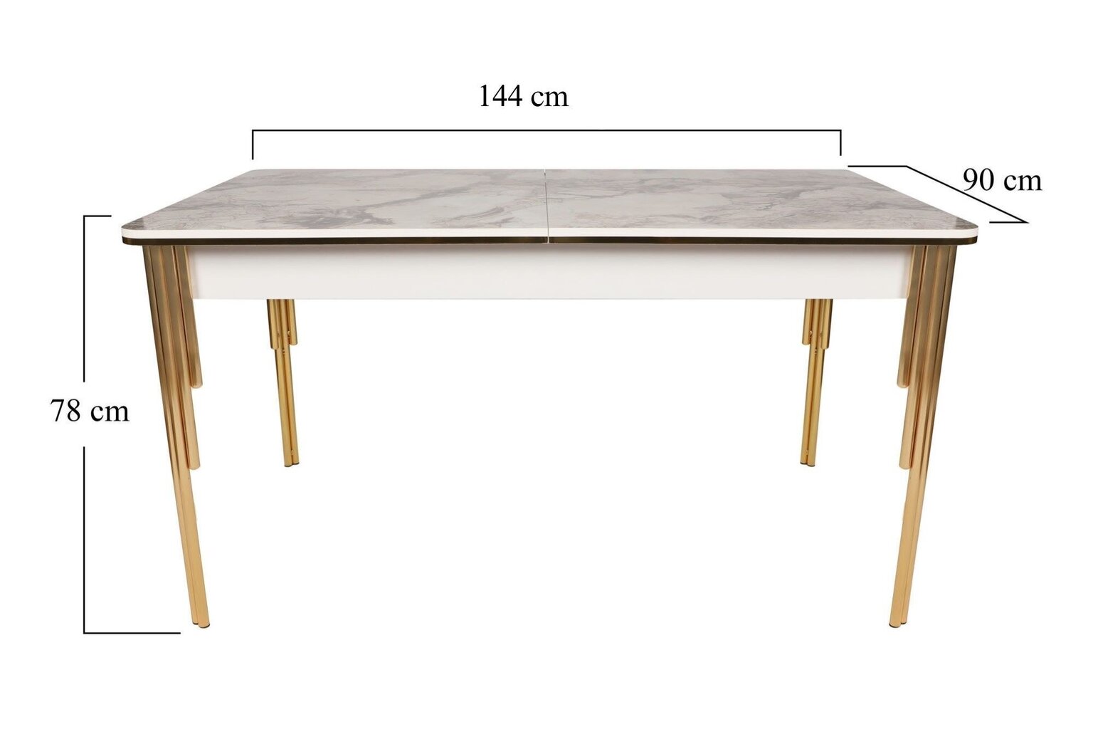 Galds Kalunė Design Damla 1102, zelts/balts cena un informācija | Virtuves galdi, ēdamgaldi | 220.lv