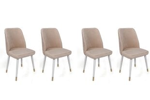 4 krēslu komplekts Kalune Design Hugo-407, bēšs/balts cena un informācija | Virtuves un ēdamistabas krēsli | 220.lv