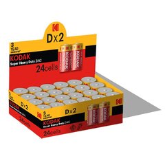 Baterijas Kodak R20 / D 1.5V bl.2 24 gab. cena un informācija | Baterijas | 220.lv