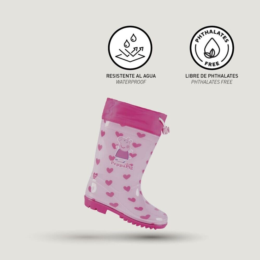 Gumijas apavi meitenēm Peppa Pig Pink, rozā cena un informācija | Gumijas zābaki bērniem | 220.lv