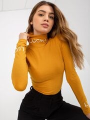 темно-желтая приталенная блуза с водолазкой и надписями fadila цена и информация | Женские блузки, рубашки | 220.lv
