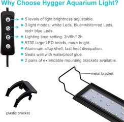 Pilna spektra akvārija gaisma Hygger HG918 14W cena un informācija | Akvāriji un aprīkojums | 220.lv