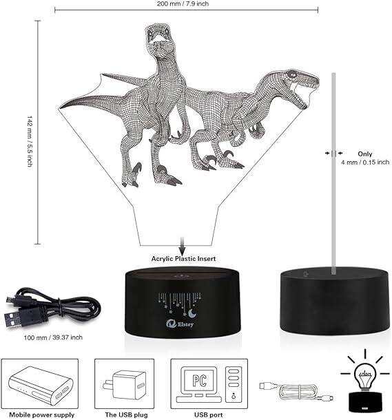 Elstey 3D LED lampa bērniem cena un informācija | Lampas bērnu istabai | 220.lv