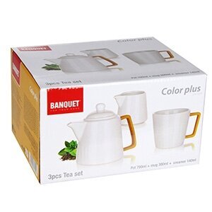 Tējas servīze Banquet Color Plus, balta/dzeltena cena un informācija | Glāzes, krūzes, karafes | 220.lv