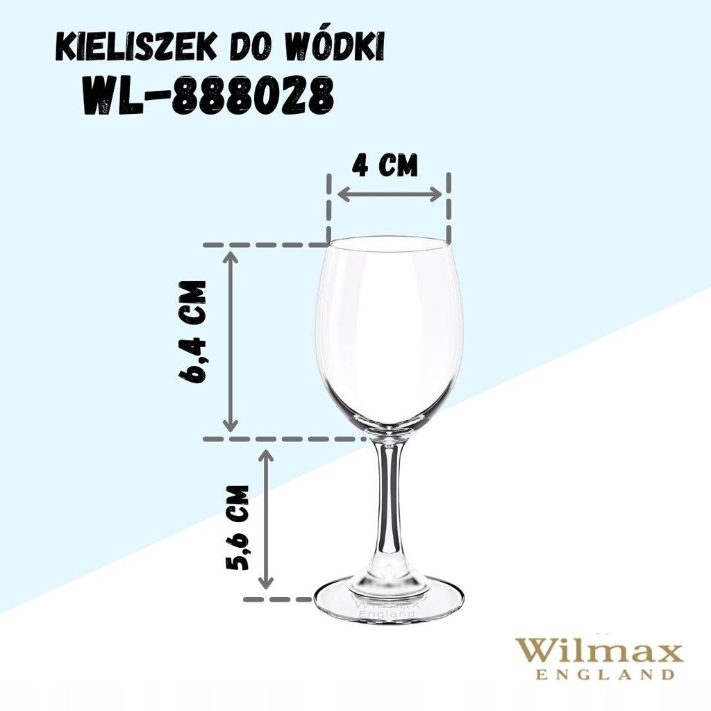 WILMAX Рюмки для водки 65 мл - набор из 6, WILMAX stiklinės degtinei 65 ml  - 6 vnt. цена | 220.lv