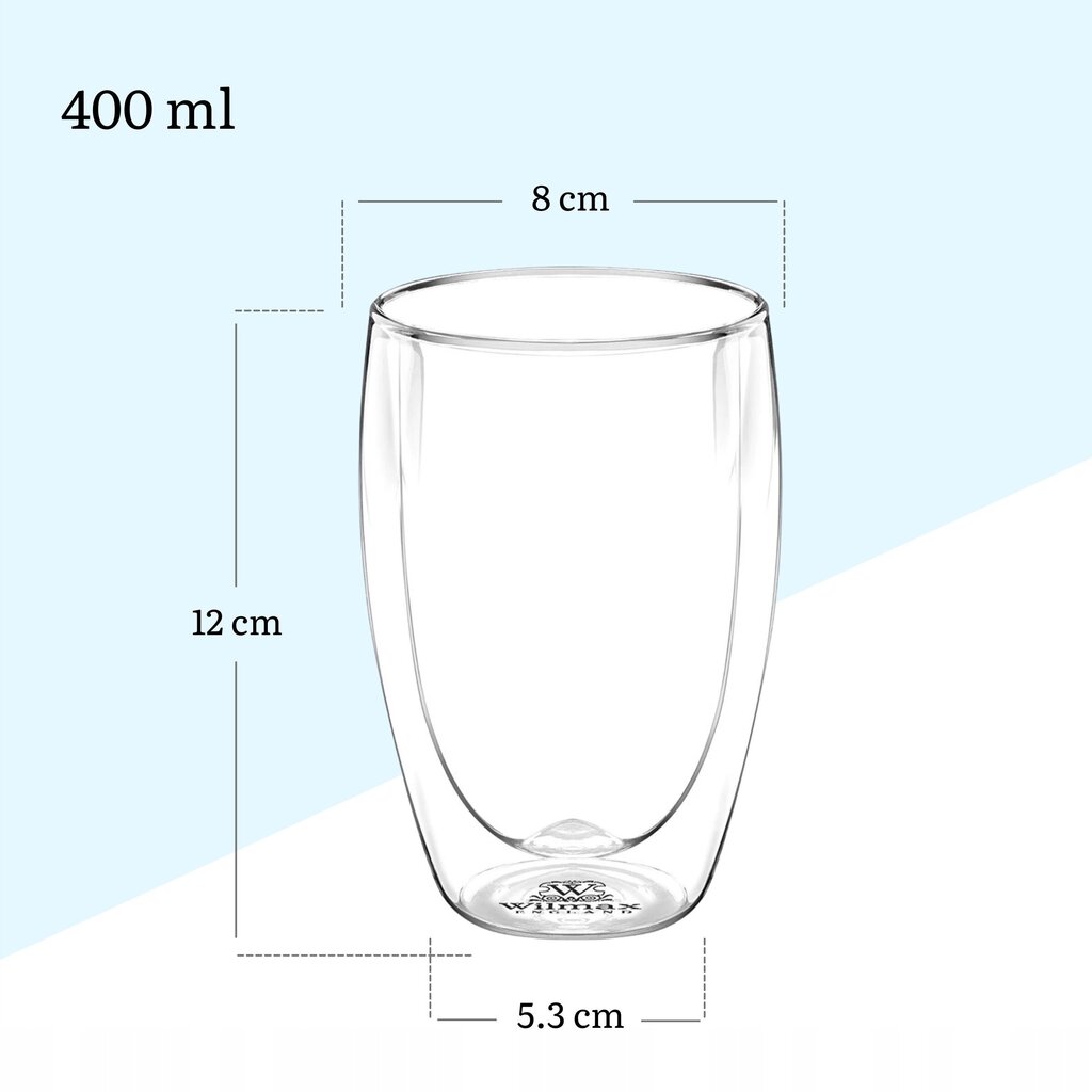 Wilmax karstumizturīga glāze, 400 ml, 2 gab. cena un informācija | Glāzes, krūzes, karafes | 220.lv